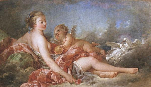 Francois Boucher Cupid Offering Venus the Golden Apple Norge oil painting art